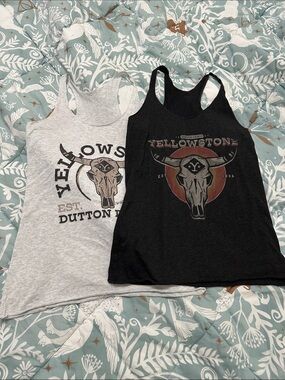 Graphic Racerback Tank Top - Black and Light Gray bundle